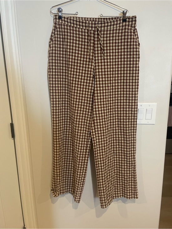 Sonderhaus Pants - Sonderhaus Brown Gingham Wide-Leg ‘Perfect Pants’